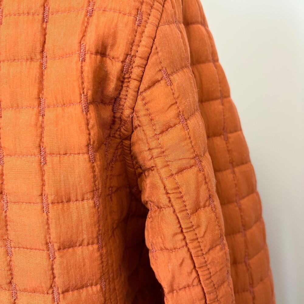 Oleg Cassini Reversible Quilted Silk Jacket Olive Green Burnt Orange Medium - Picture 14 of 16